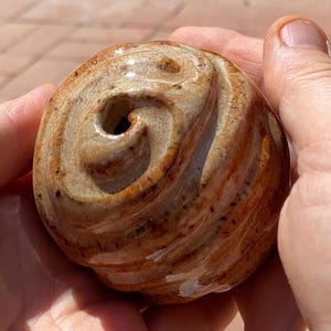 Finger labyrinth ball for meditation, stress relief and prayer- brown and orange