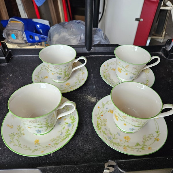 Noritake 'Reverie' 7191 set of 4 tea cups and saucers