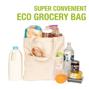 Eco Friendly Cotton Canvas Daily Tote Bag With Zipper Pocket & Bottle Holder