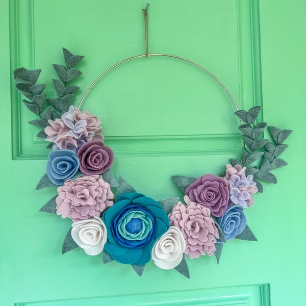Felt Flower Wreath Etsy
