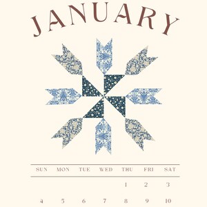 January Patchwork January Calendar 2026 Quilt Block - Etsy