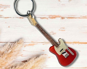 Red Fender Telecaster Guitar Keychain