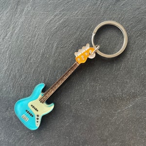 Bass Guitar Keychain Fender American Professional II Jazz Bass Blue mini guitar electric gift for him gift idea for musician