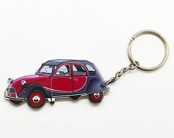 Vintage autosleutelhanger 2CV Charlston retro auto cadeau-idee Citroën 2 CV sleutelhanger