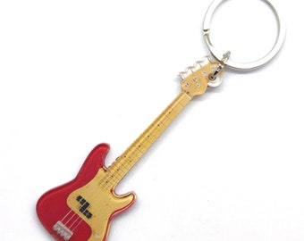 Bass guitar keychain Fender Precision Bass Vintera red miniature guitar keychain