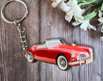 Porte-clés Voiture Ancienne MG MGA Roadster : L'Élégance Rétro cadeau idéal pour les animateurs de l'automobile vintage