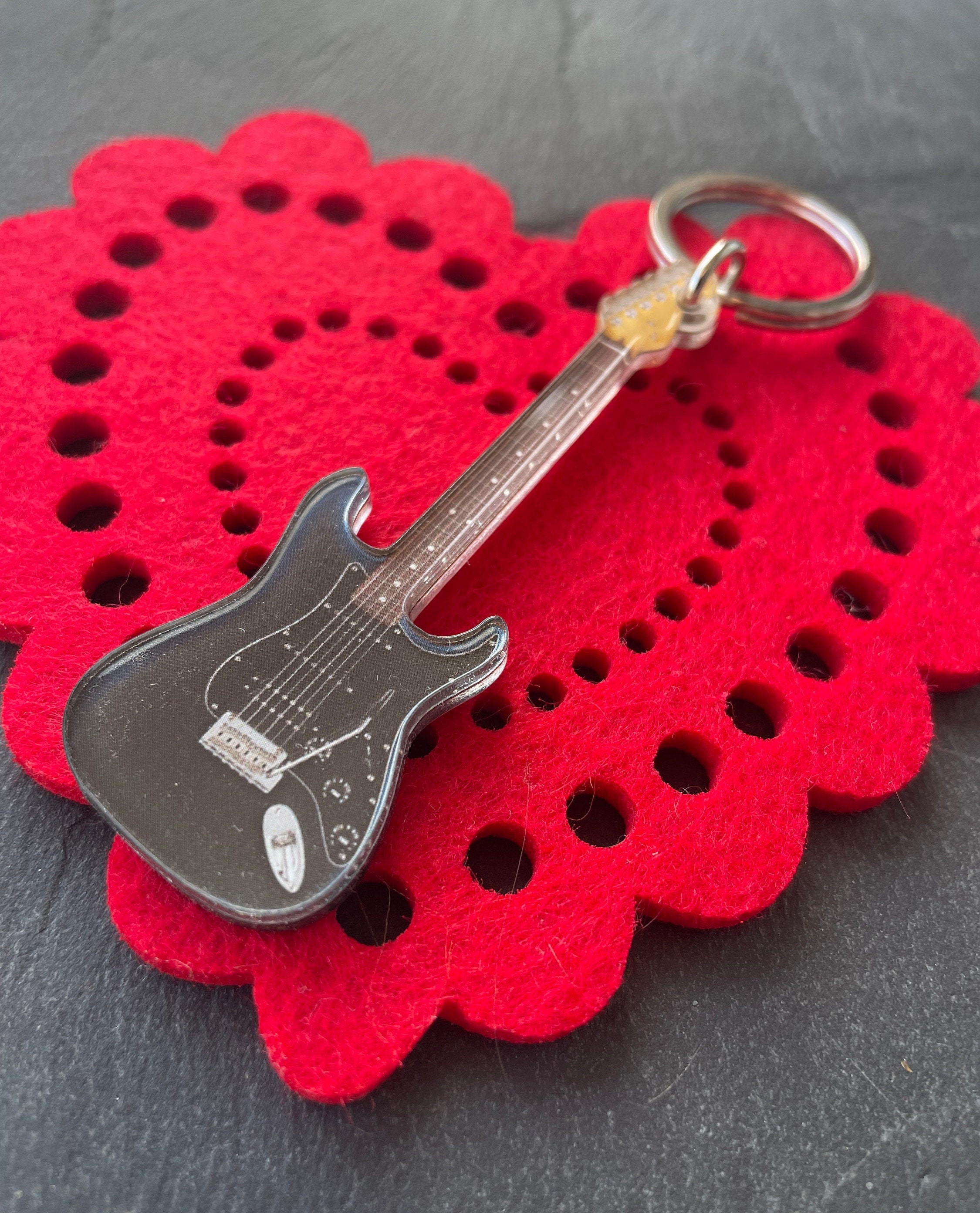 Fender Stratocaster Guitar Keychain Black Etsy Canada
