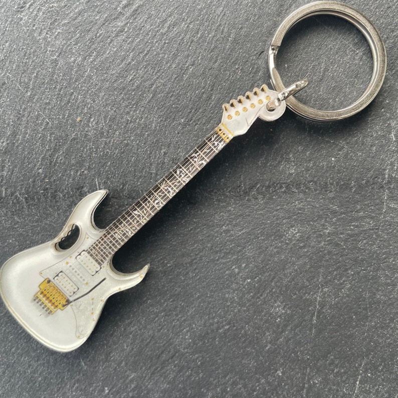 Ibanez White Electric Guitar Keychain With or Without Pick Holder 3