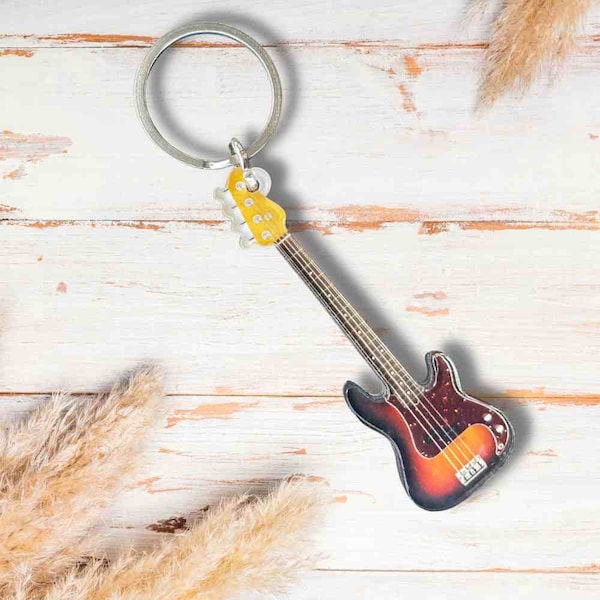 Fender Precision Bass guitar key ring, miniature guitar, guitarist gift idea