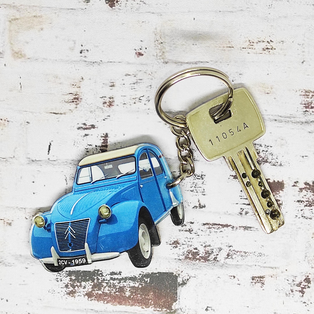 Vintage Car Key Ring 2CV Blue Gray Retro Automobile Gift Idea Miniature ...