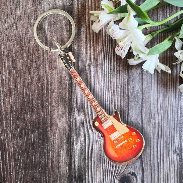Miniature GIBSON guitar Les Paul Washed Cherry guitar keychain Gibson guitar gift idea for guitarist