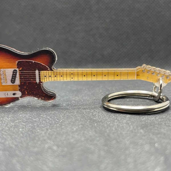 Fender Telecaster Sunburst Electric Guitar Keychain with or without Pick Holder | guitarist musician gift idea