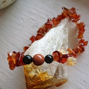 Carnelian grounding empowerment bracelet 4-10mm bead chips round spiritual healing love energy passion confidence gift