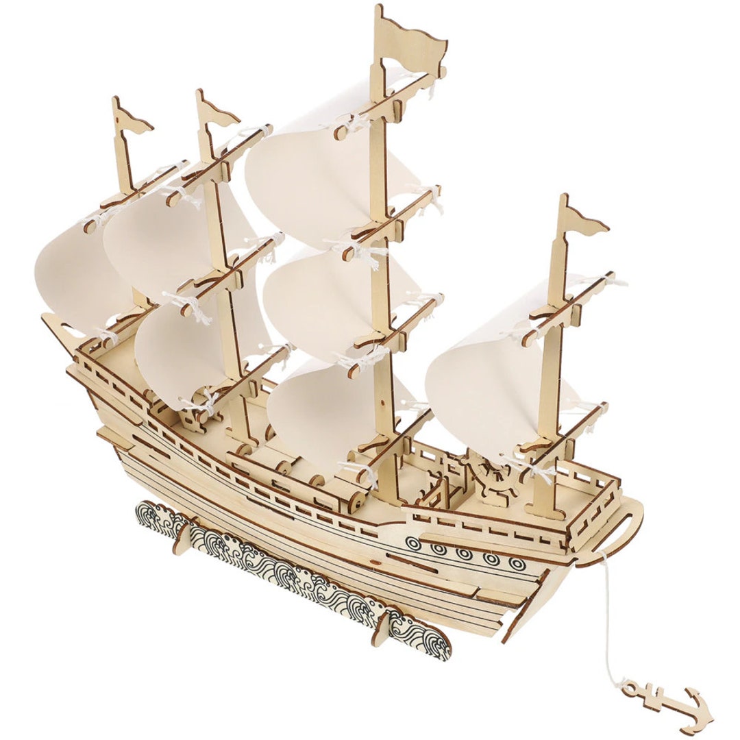3D Wooden Sailing Ship Puzzles Kit Building Sailing Boat Etsy