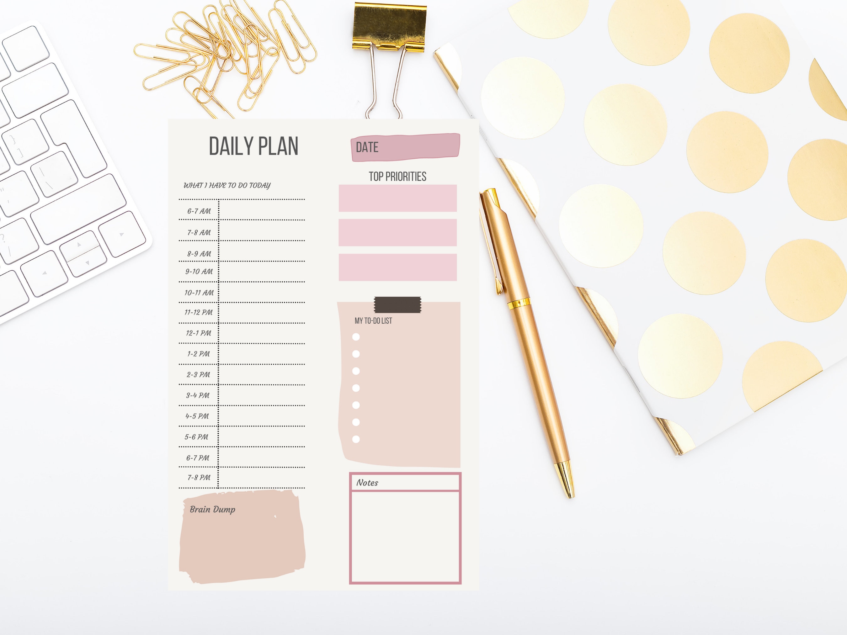 Daily Plan Printable/time Blocking Schedule/hourly Schedule/top 3 To-do ...