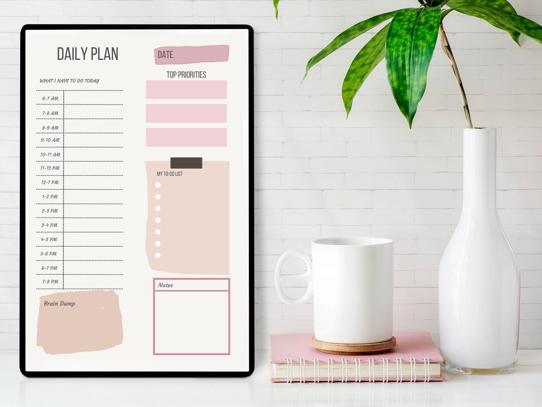 Daily Plan Printable/time Blocking Schedule/hourly Schedule/top 3 To-do ...