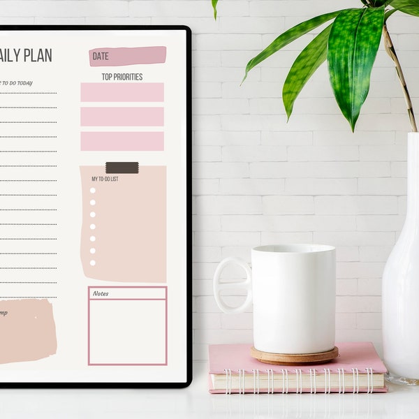 Daily Plan Printable/Time Blocking Schedule/Hourly Schedule/Top 3 To-Do List