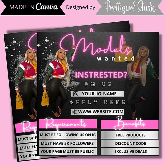 DIY Models Wanted Flyer Etsy