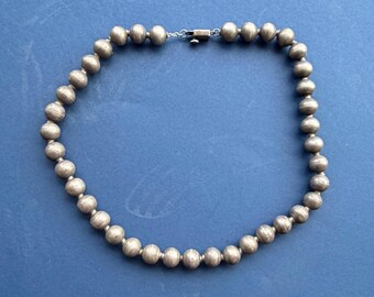 Vintage 1980s Melicio Rodriguez MR Taxco Mexico Handmade Sterling Silver Beads Choker Necklace Artisan 925 Purity Gift