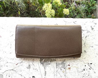 COACH Vintage 90s Madison Italy Granite Taupe Kisslock Cards Coin Snap Textured Leather Bifold Continental Envelope Clutch Wallet Rare!