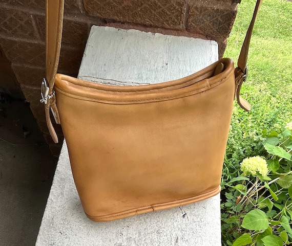 COACH Mambo Honey Golden Tan Camel Silver Vintage 1998 Y2K Bucket Leather Slim Small Shoulder Crossbody Bag Etsy