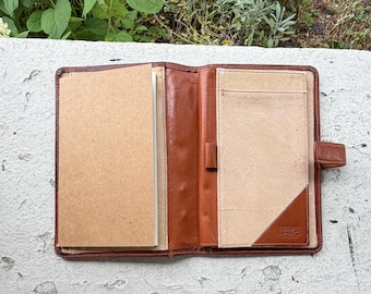 Dooney & Bourke Vintage USA 90s Travelers Organizer Planner Notebook Black Tan Journal Diary Sketch Pad