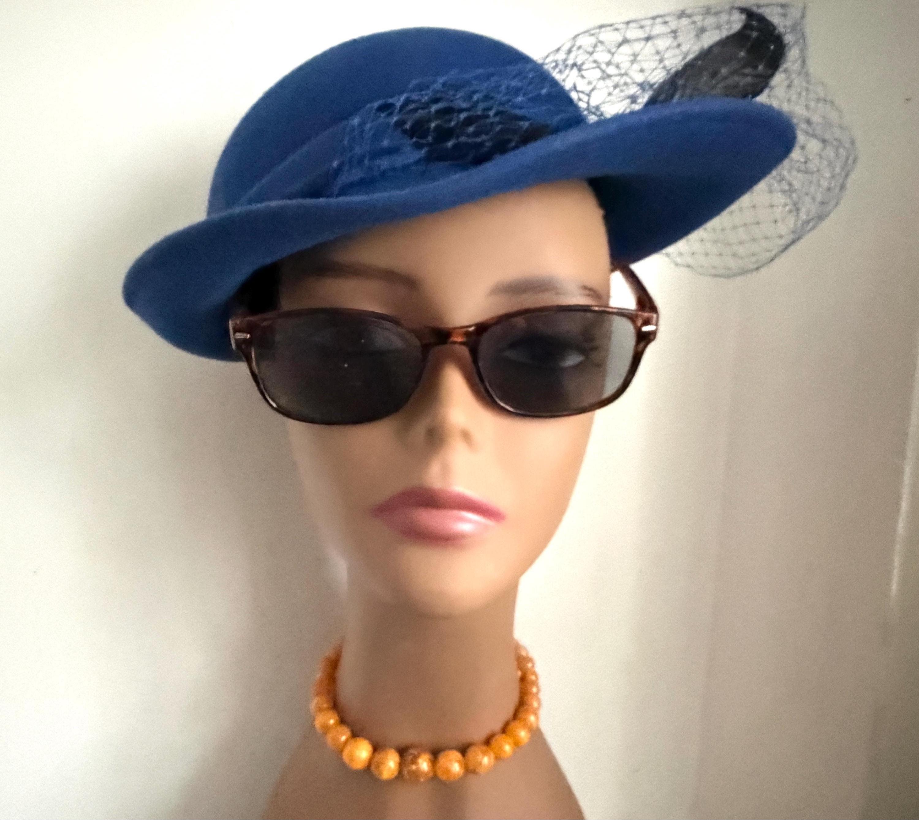Geo W Bollman Doeskin Felt Fedora Hat Royal Blue Wide Brim Pearl Button Bollman Doeskin Hat - Etsy main image 2