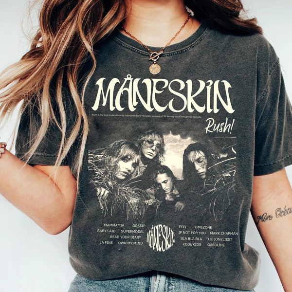 Comfort Color Måneskin Rush tour 2023 shirt,  Maneskin Shirt, Måneskin fans,Måneskin Rock Band T-Shirt , Gift for Men Women Unisex T-Shirt