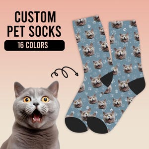 Personalized Socks with Cat Photo, Custom Cat Face Socks, Personalized Cat Photo Socks, Funny Socks for Mom Dad, Bridesmaid Groomsmen Socks