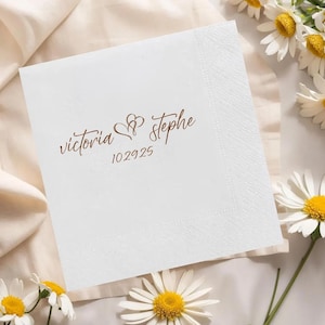 Custom Wedding Anniversary Napkins, Cocktail Bridal Shower Decor, Personalised Monogram Cocktail Beverage, Custom Engagement Party Napkins
