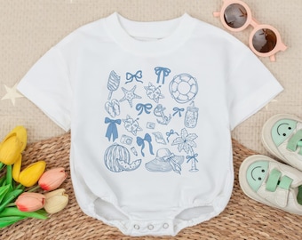 Coastal Summer Baby Outfit, Coquette Beach Baby Bodysuit, First Birthday Baby Romper, Baby Girl Summer Outfit, Funny Shirt for Kids