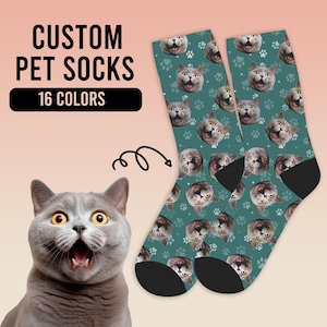 Custom Cat Face Socks, Personalized Socks with Cat Photo, Custom Pet Socks, Personalized Cat Photo Socks, Funny Socks for Mom Dad