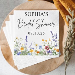 Personalized Bridal Shower Napkins, Custom Wedding Shower Napkins, Floral Guest Towels, Luncheon Cocktail Napkins, Custom Printed Napkins