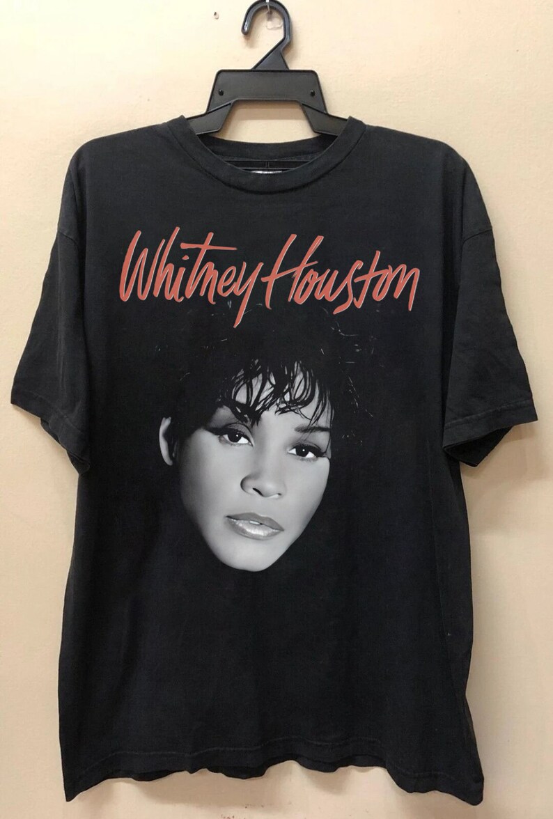 WHITNEY HOUSTON Whitney Houston Rap T-shirt, Men's Size L cotton black type Vintage Second Hand