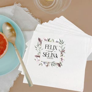 Custom Anniversary Cocktail Napkins, Customized Wedding Napkins With Name, Personalized Wedding Napkins, Personalized Beverage Napkins