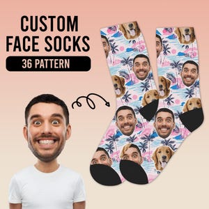 Personalized Hawaiian, Custom Pet Socks, Custom with Face,  Dog Face Socks, Personalized Pet Socks, Custom Dog Socks, Custom Cat Socks