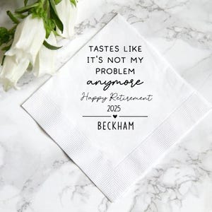 Custom Happy Retirement Napkins, Personalized 2025 Napkins, Custom luncheon Napkins, Retirement Party Cocktail Napkins, Decor Party Napkins