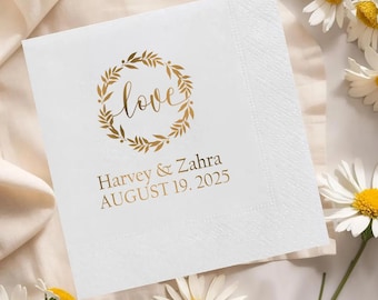 Custom Wedding Cocktail Napkins, Personalized Dinner Napkins For Bridal Shower, Custom Monogram Wedding Napkins, Custom Printed Napkins