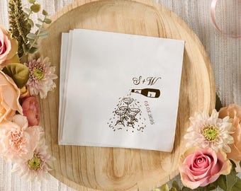 Custom Cocktail Napkins, Anniversary Napkins, Custom Wedding Napkins, Bridal Shower Napkins, Engagement Napkins, Wedding Party Napkins