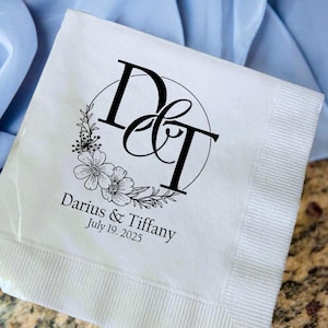 Custom Couple Name Napkins, Personalized Wedding & Anniversary Cocktail Napkins, Customized Wedding Napkins, Wedding Party Napkins
