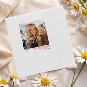 Personalized Photo Beverage Napkins, Personalized Birthday Party Decor, Custom Cocktail Napkins for Birthday, Personalized Napkins Prints