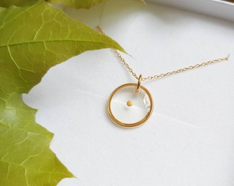 Mustard Seed Gold Pendant 17mm Minimalist Christianity Gift Gold Chain Necklace