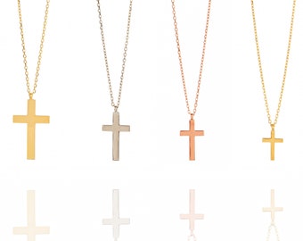 Personalized Cross Necklace • 925 Silver | 14K Gold Cross Necklace •  Unisex Cross Necklace • S | M | L | XL Cross Necklace • Birthday Gift