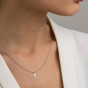 Cross Necklace Sterling Silver Dainty Cross Pendant Cross Necklace for Women Mens Cross Necklace Christian Gifts Unisex Necklace image 5