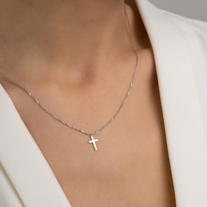 Cross Necklace Sterling Silver Dainty Cross Pendant Cross Necklace for Women Mens Cross Necklace Christian Gifts Unisex Necklace image 4