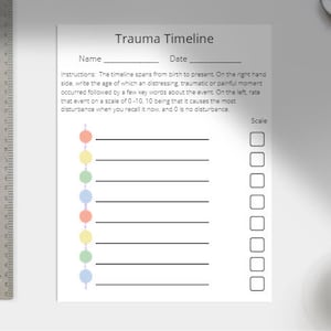 Trauma Timeline Worksheet/ Therapy/ Counselling/ Printable/Digital Download/Activity