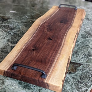 Handcrafted Live Edge Walnut Charcuterie Board – Rustic Serving Tray for Entertaining