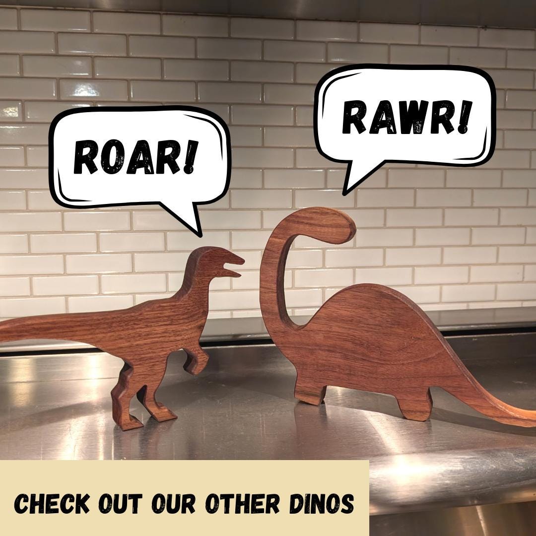 Rack-a-saurus | Walnut Wood Dinosaur Oven Rack Hook - Etsy