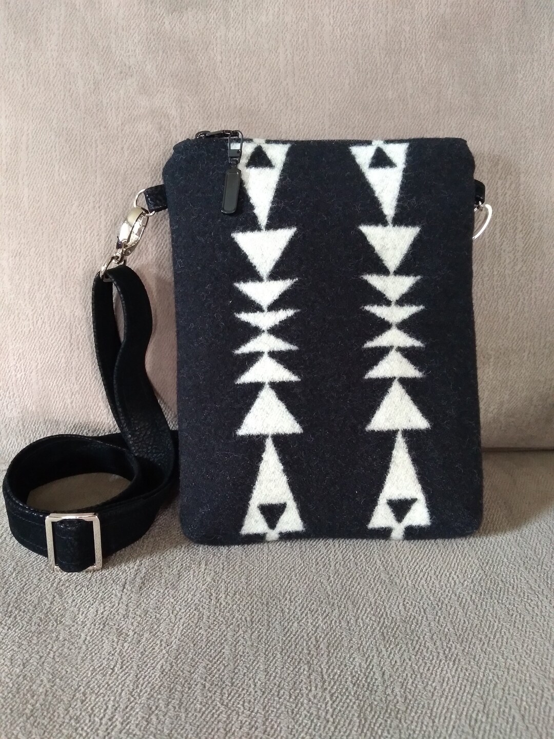 Black and White Crossbody Bag Made With Genuine Pendleton Etsy