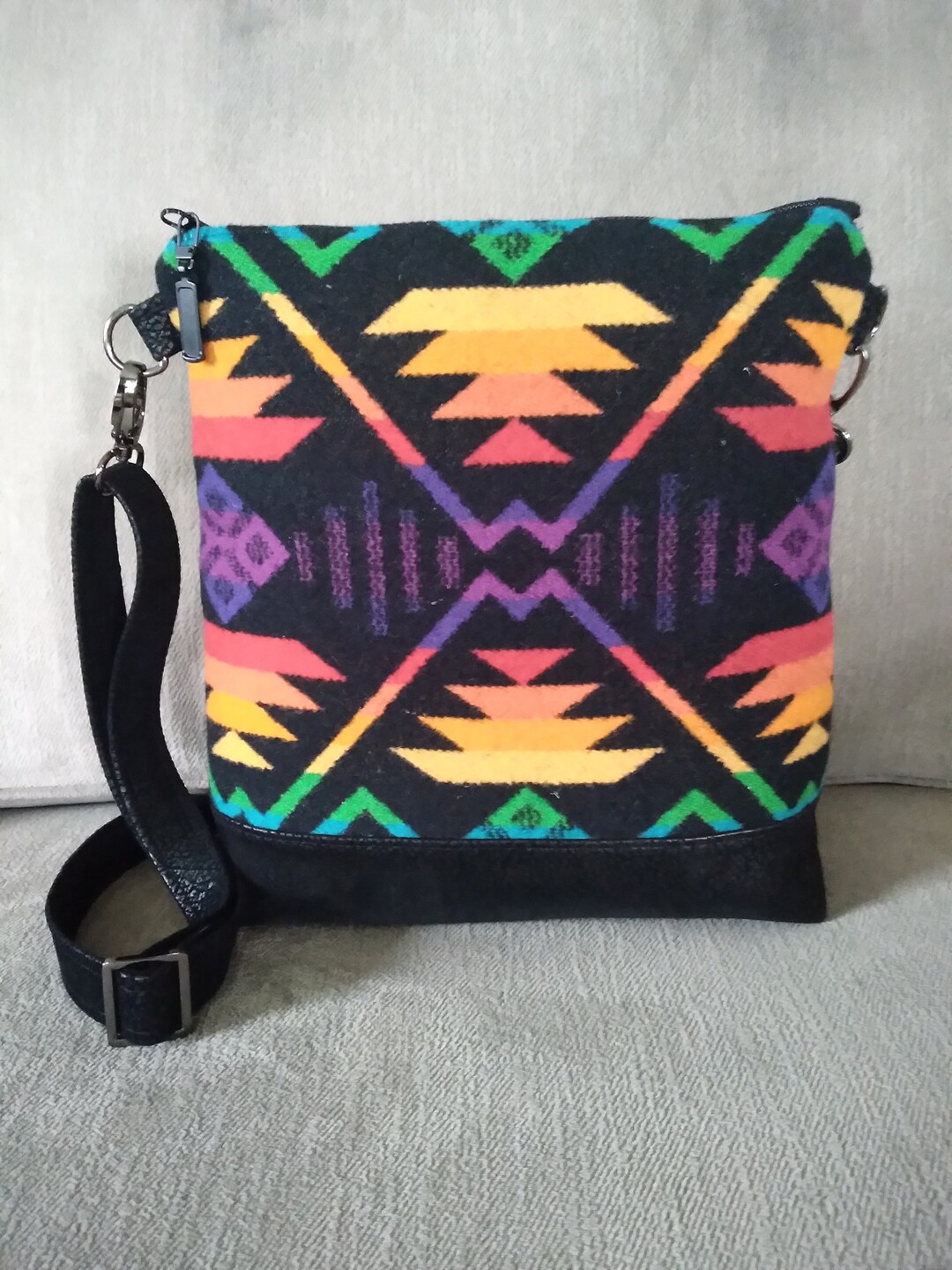 Coyote Butte Bright Multicolored Crossbody Bag Made With Genuine